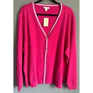 On 34th Cardigan Sweater Women Plus Size 2X Pink Long Sleeve Button Front Casual